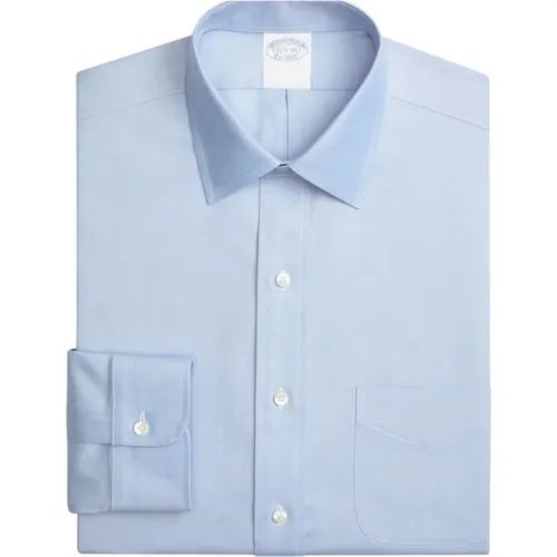 Hellblaues Regular Fit Non-Iron Stretch Baumwollkleidungshemd mit Ainsley-Kragen , Herren, Größe: XS - Brooks Brothers - Modalova