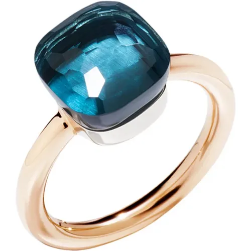 Rose Gold Ring with White Gold and Blue London Faceted Topaz , female, Sizes: 54 MM - Pomellato - Modalova