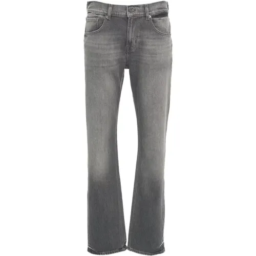 Straight Jeans, male, , Size: W36 Grey Straight Jeans The Straight Check - 7 For All Mankind - Modalova