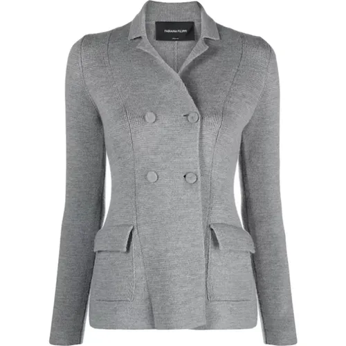 Grey Merino Wool Blazer , female, Sizes: 2XS, S - Fabiana Filippi - Modalova