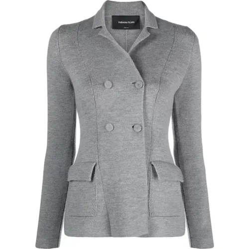 Grey Merino Wool Blazer , female, Sizes: S - Fabiana Filippi - Modalova