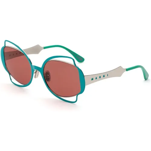 Green Sunglasses Route of the Sun , female, Sizes: 60 MM - Marni - Modalova