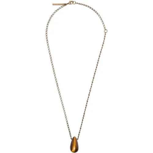 Necklaces, male, , Size: ONE SIZE Golden Stone Pendant Necklace - Dries Van Noten - Modalova