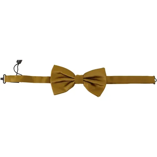 Bowties, male, , Size: ONE SIZE Stunning Silk Bow Tie - Mustard - Dolce & Gabbana - Modalova