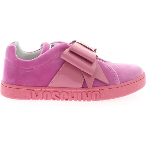 Bow Velvet Sneakers - , female, Sizes: 3 UK - Moschino - Modalova