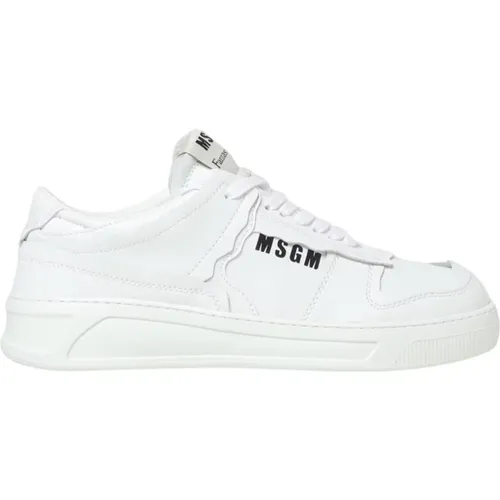 Sneakers, male, , Size: 12 US Leather LowTop Sneakers - Msgm - Modalova