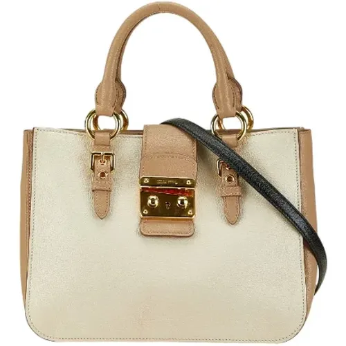 Pre-owned Tote Bags, female, , Size: ONE SIZE Pre-owned Leather handbags - Miu Miu Pre-owned - Modalova