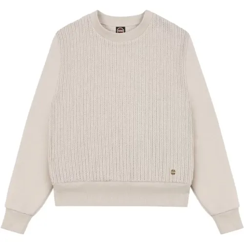 Round-neck Knitwear, female, , Size: S Cream Felpa Sweater - Colmar - Modalova