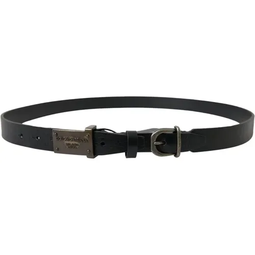 Belts, male, , Size: 100 CM Antique Logo Buckle Leather Belt - Dolce & Gabbana - Modalova