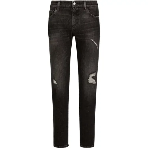 Distressed Slim Cut Jeans , male, Sizes: 2XL, L - Dolce & Gabbana - Modalova