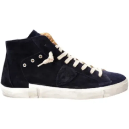 Sneakers, male, , Size: 7 US Blue High Top Sneakers Faux Fur Lining - Philippe Model - Modalova