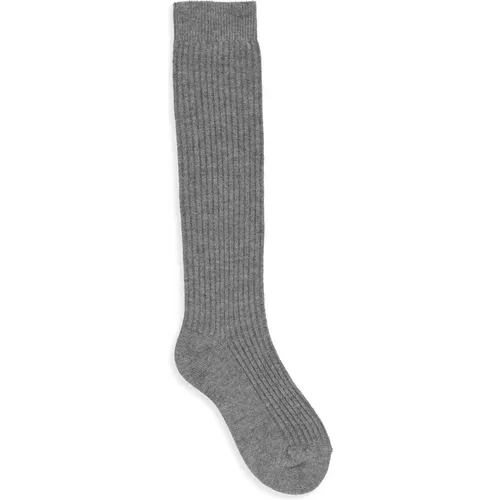 Graue Kaschmir-Viskose-Socken Lurex Details , Damen, Größe: S - BRUNELLO CUCINELLI - Modalova