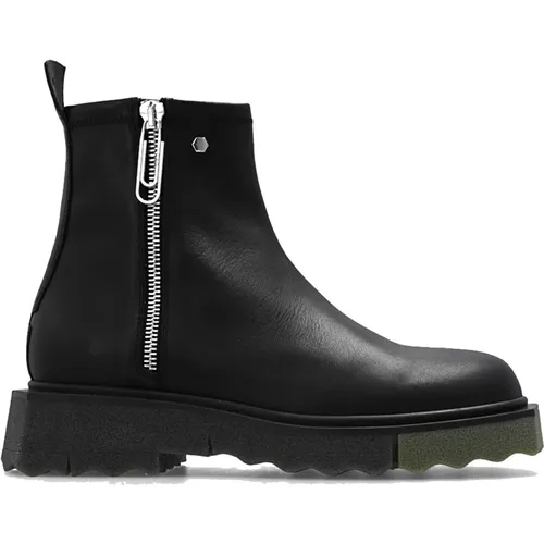 Leather Ankle Boots for Men , male, Sizes: 11 UK, 7 UK - Off White - Modalova
