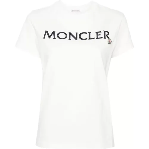 Womens Branded Cotton T Shirt , female, Sizes: M, S - Moncler - Modalova