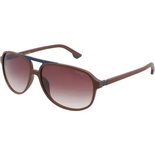 Metallbraune Sonnenbrille für Männer , Herren, Größe: 60 MM - Police - Modalova