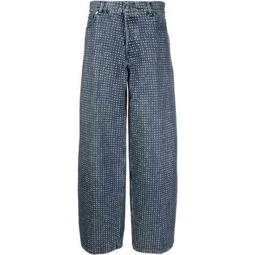 Strass Jeans 721SS,Silberne Strass-verzierte Denim-Jeans - Haikure - Modalova