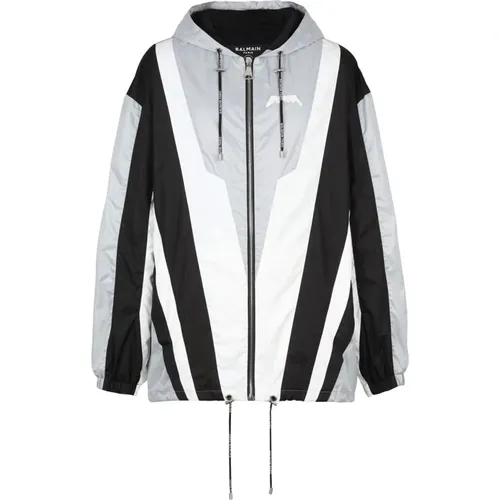 Schwarze Windbreaker Jacke Ss23 - Balmain - Modalova