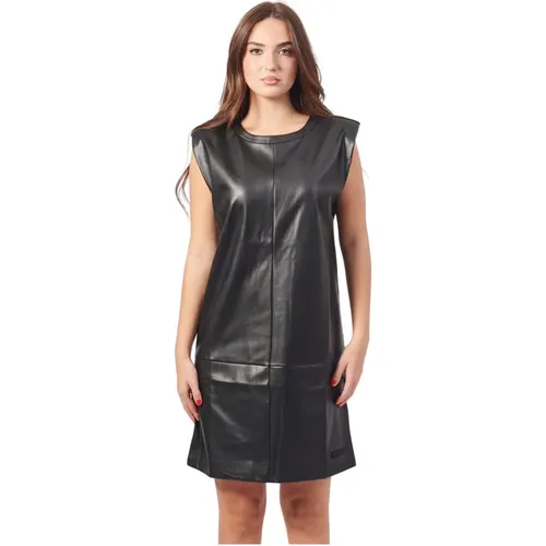 Schwarzes ärmelloses Kleid Runder Ausschnitt - Emporio Armani - Modalova