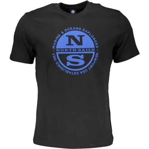 Schwarzes Print-Logo-T-Shirt , Herren, Größe: M - North Sails - Modalova