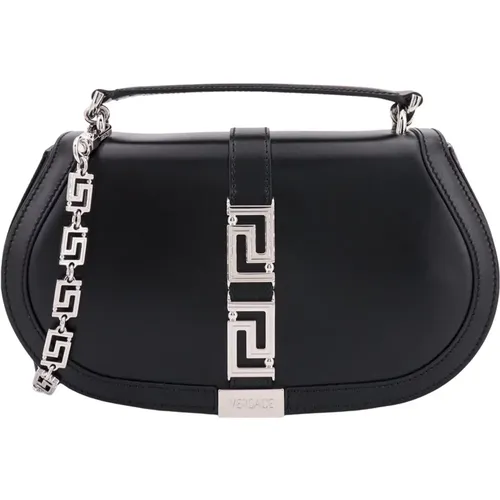 Metal Detail Leather Handbag , female, Sizes: ONE SIZE - Versace - Modalova