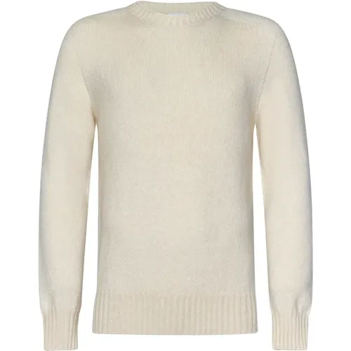 Cashmere Knitwear, male, , Size: M Cream Cashmere Crew Neck Sweater - Malo - Modalova