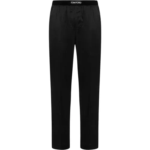 Straight Trousers, male, , Size: 2XL Velvet Waistband Trousers - Tom Ford - Modalova