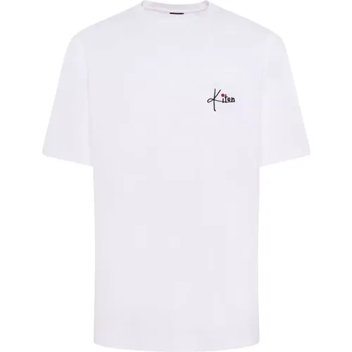 Weißes Baumwoll-Rundhals-T-Shirt , Herren, Größe: 2XL - Kiton - Modalova