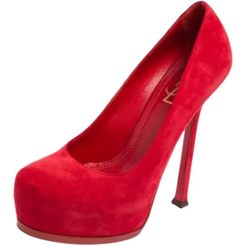 Pre-owned Pumps, female, , Size: 7 1/2 US Pre-owned Suede heels - Yves Saint Laurent Vintage - Modalova