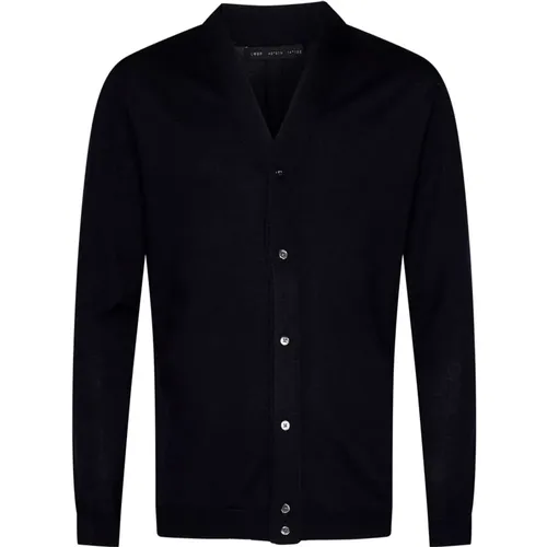 Blauer Merino Cardigan Pullover , Herren, Größe: S - Low Brand - Modalova