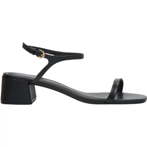 Schwarze Leder-Sandalen mit niedrigem Absatz , Damen, Größe: 36 EU - Estro - Modalova