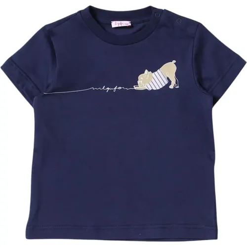 Blaues Kinder-T-Shirt mit Hunde-Print - Il Gufo - Modalova
