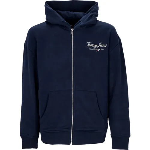 Zip-throughs, male, , Size: XL Dark Night Navy Zip Hoodie - Tommy Hilfiger - Modalova