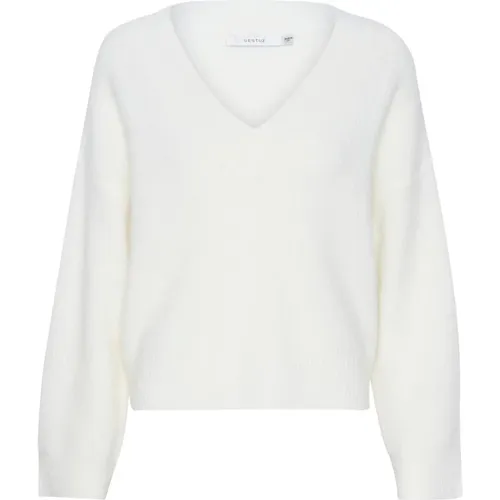 V-Ausschnitt Strickpullover Egret , Damen, Größe: S - Gestuz - Modalova