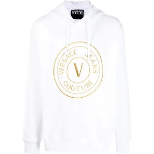 Weiße Kapuzenpullover mit Logo-Print - Versace - Modalova