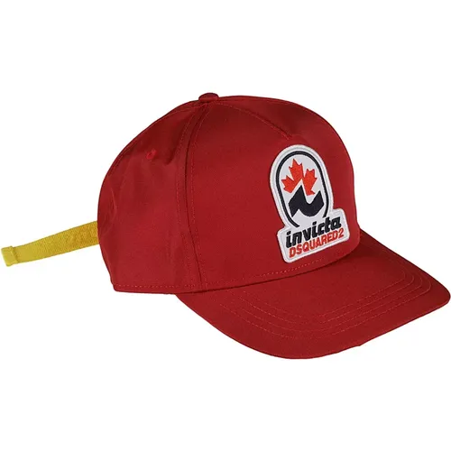Rote Baseballkappe mit Logo-Patch , Herren, Größe: ONE Size - Dsquared2 - Modalova