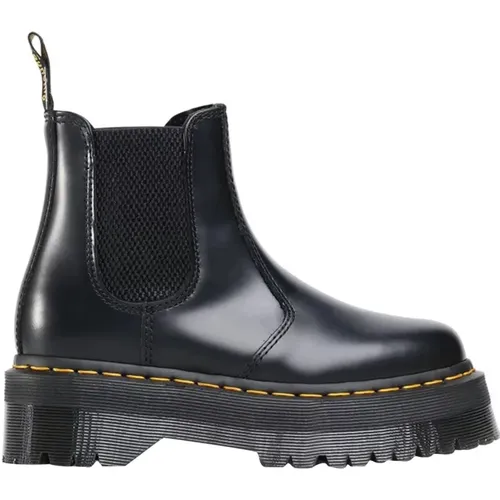 Schwarze Quad Stiefel Poliert Glatt , Damen, Größe: 36 EU - Dr. Martens - Modalova