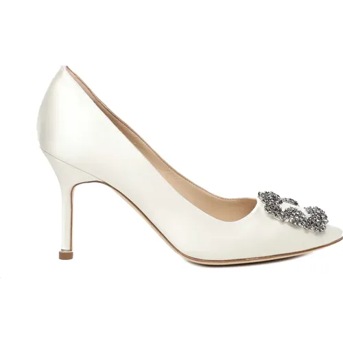 Satin Crystal Buckle Pumps , female, Sizes: 7 UK, 3 UK, 6 UK, 4 UK, 5 UK, 8 UK - Manolo Blahnik - Modalova