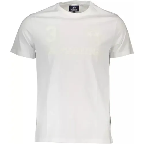 Weißes Baumwoll T-Shirt, Kurzarm, Rundhals, Druck, Logo - LA MARTINA - Modalova