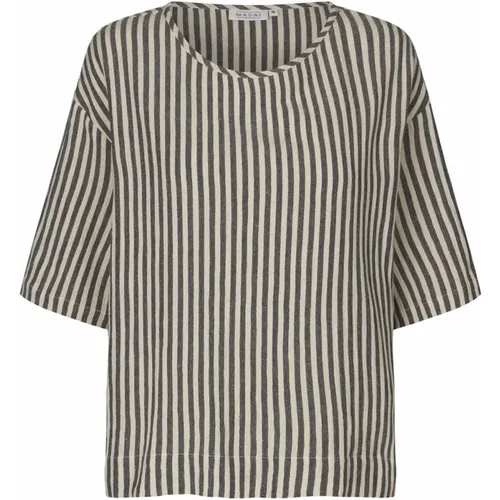 Gestreiftes Top & T-Shirt Schwarz , Damen, Größe: 2XL - Masai - Modalova