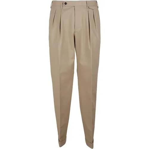 Straight Trousers, male, , Size: L Beige Stretch Cotton Pants with Pockets - Incotex - Modalova