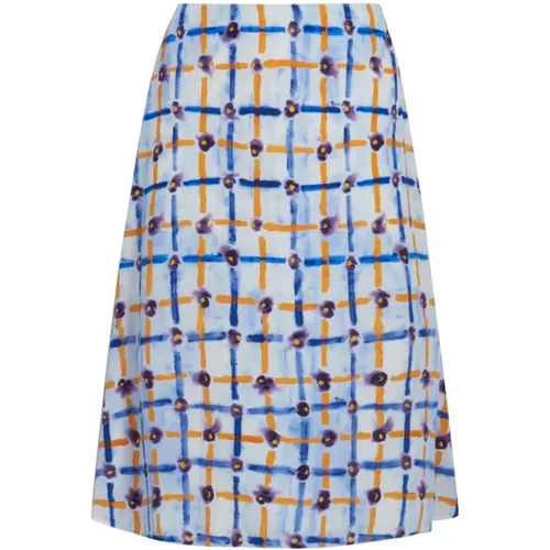 Graphic Print Silk Skirt , female, Sizes: M, XS, 2XS - Marni - Modalova
