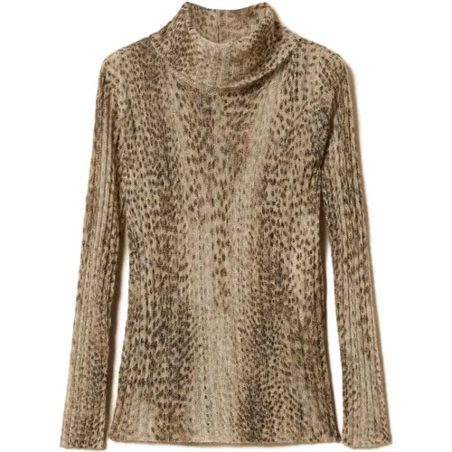 Turtlenecks, female, , Size: XS Mohair Blend Jumper with Print - Twinset - Modalova