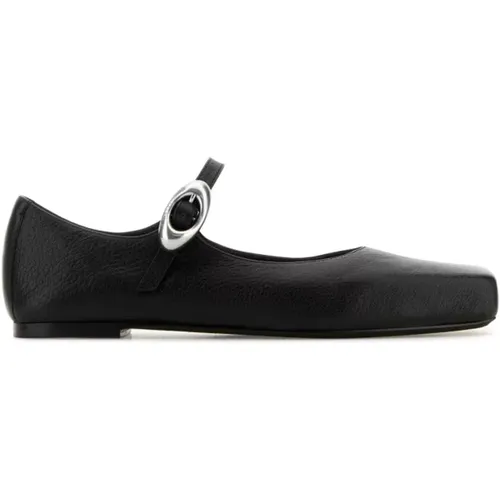 Schwarze Leder Mary Jane Ballerinas , Damen, Größe: 36 EU - alexander wang - Modalova