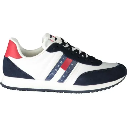 Sneakers, male, , Size: 11 US White Polyester Sneaker - Tommy Hilfiger - Modalova