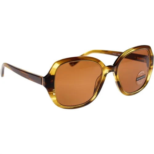 Hayworth Shiny Ocre Tortoise Sunglasses , female, Sizes: 54 MM - Serengeti - Modalova