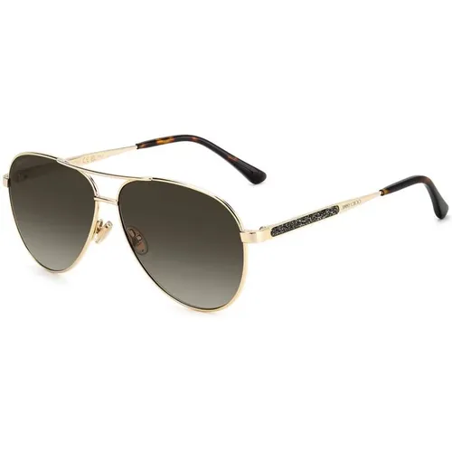Sunglasses, female, , Size: ONE SIZE Golden Metal Sunglasses Women Brown - Jimmy Choo - Modalova
