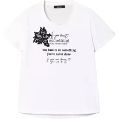 Printed Embroidered T-shirt , female, Sizes: XS, L, M, S - Twinset - Modalova