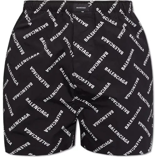 Casual Shorts, male, , Size: S Shorts with logo pattern - Balenciaga - Modalova