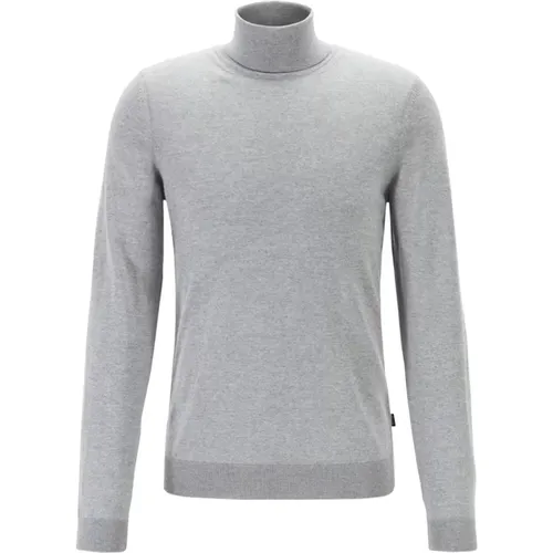 Turtlenecks, male, , Size: 2XL Silver Grey Turtleneck Sweater - Hugo Boss - Modalova