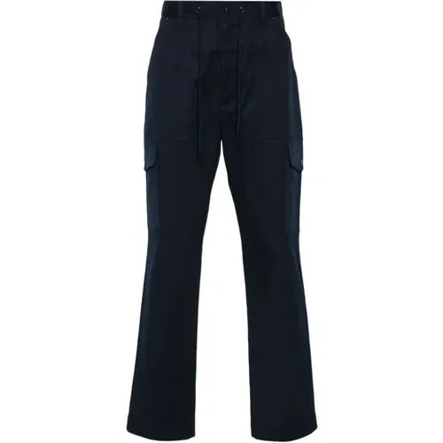 Trousers Gabardine Weave Logo Patch , male, Sizes: M, L, S - Moncler - Modalova